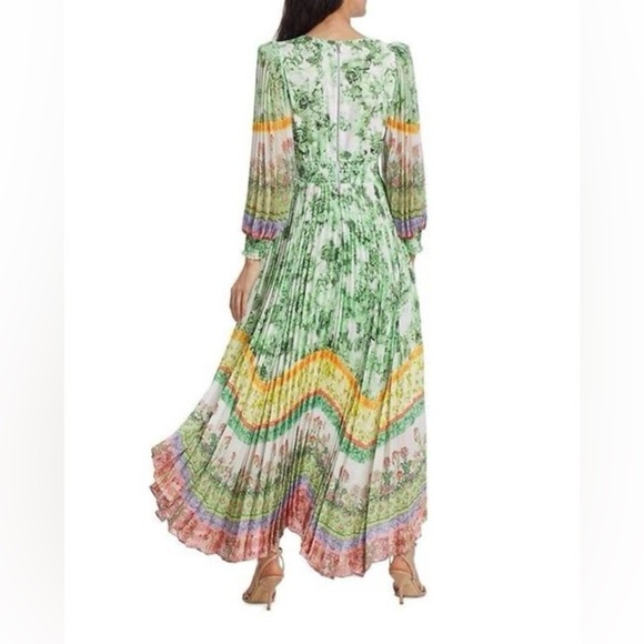 Alice + Olivia Sion Sunburst Pleated Maxi Dress SZ 2 - Picture 2 of 7